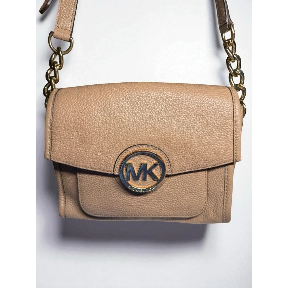 Michael Kors Crossbody Shoulder Bag Taupe Pebbled Leather Lk Nw